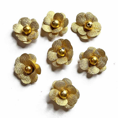 Golden Color Small Size Flower Set Of 20 | Golden Color | Small Size Flower | Adikala Craft Store | Art Craft