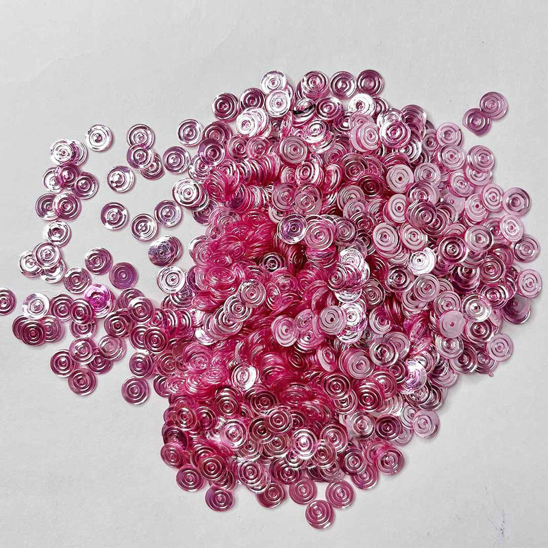 Pink Color Textured Circular Sequins / Shakers