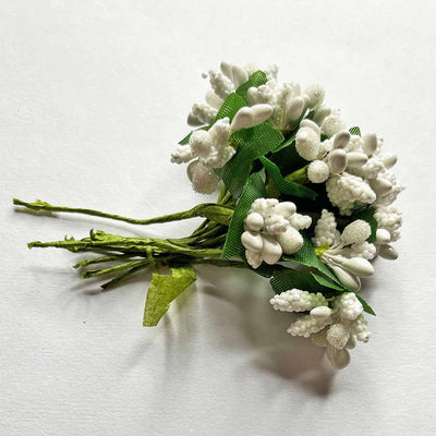 White Artificial Pollen Flower Set Of 4 Bunch | Artificial Pollen | pollen Flower | Pollen Bunch | Adikala craft Store | Art Craft