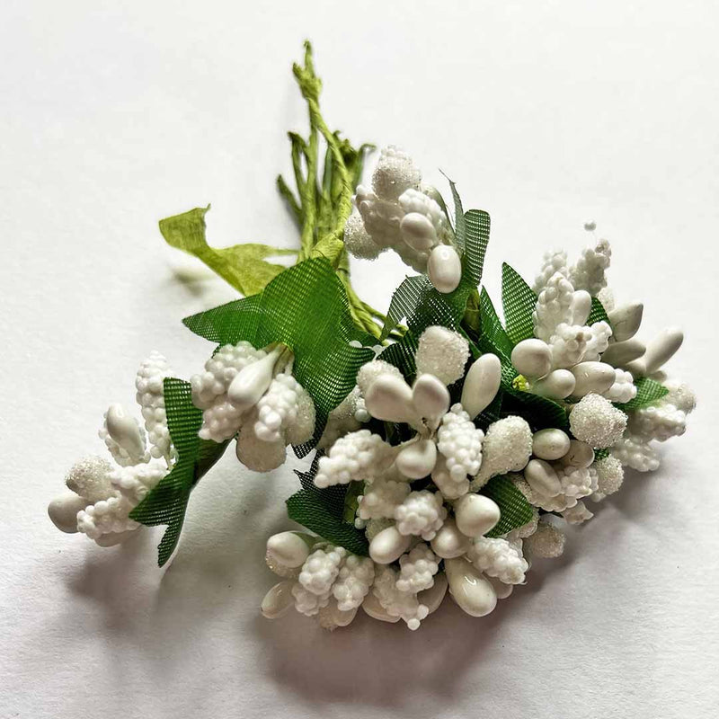 White Artificial Pollen Flower Set Of 4 Bunch | Artificial Pollen | pollen Flower | Pollen Bunch | Adikala craft Store | Art Craft