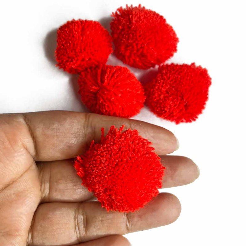 Red Color Big Size Pom Pom Pack Of 25 | Red Color Pom Pom | Pom Pom | Adikala Craft Store | Aqrt Craft