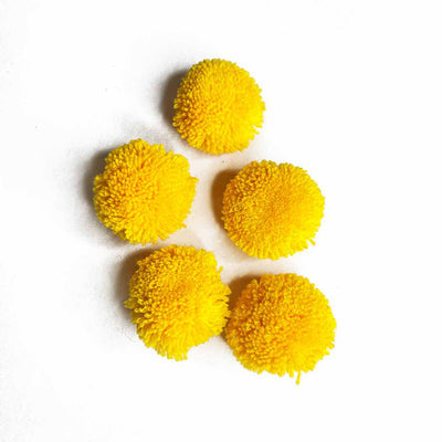 Yellow Color Big Size Pom Pom Pack Of 25 | Yellow Pom Pom | Big Size Pom Pom | Pack of 25 | Adikala Craft Store | Art Craft | Pompom Collection