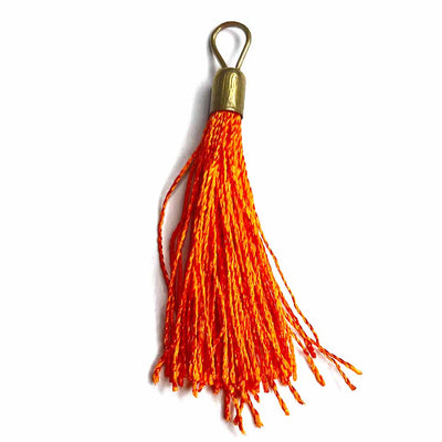 Orange Color Thread Tassels | Metal Hanging Set Of 20 | Tassels | Metal Hanging