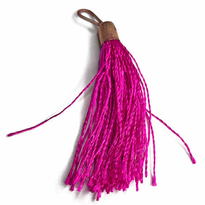 Rani Pink Color Thread Tassels | Metal Hanging Set Of 20 | Tassels | Metal Hanging Tassels