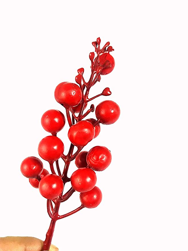 Christmas red Flower | Red Color Berries | Berries Filler | Filler Set of 5 | Art Craft | Craft | Decoration Item | Red Color | Indian | Jesus | Filler | Bunches | Adiakal | Adikala Craft Store