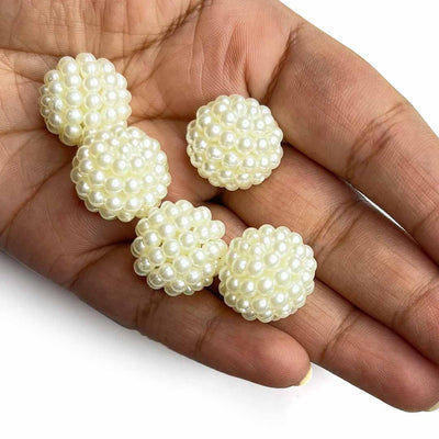 Cream Color Pearl Layered Big Size Beads Set Of 20 | Cream Color Pearl Layered Big Size Beads | Adikala Craft Store | Art Craft | Colllection | Projects | Art | Jewellery Making