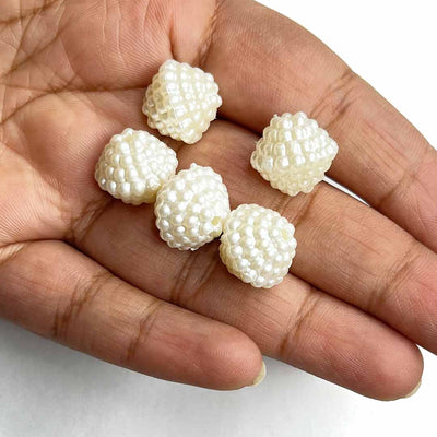 Cream Color Pearl Layered Small Size Beads Set Of 25 | Cream Color Pearl Layered |  Cream Beads | Adikala Craft Store | Art Craft | Colllection | Projects | Art | Jewellery Making