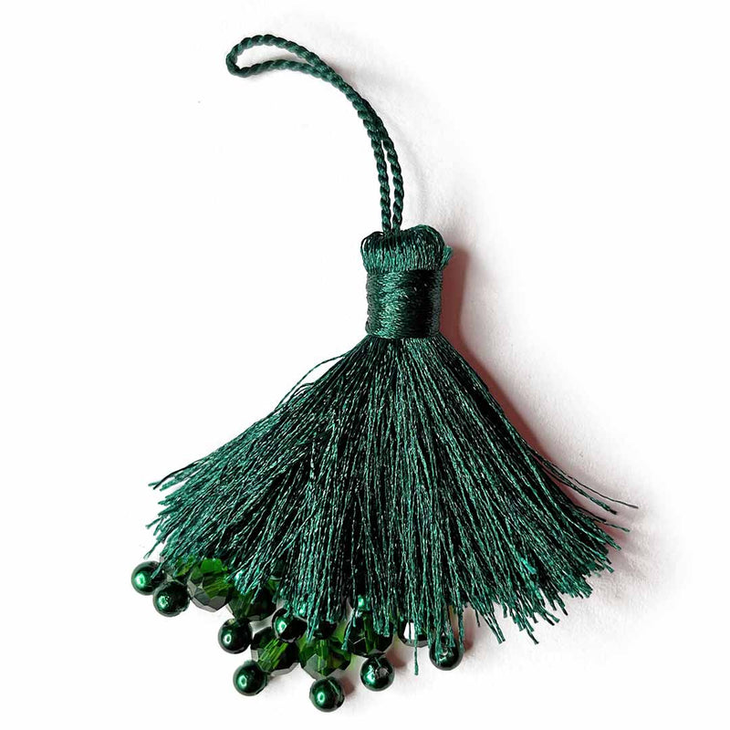 Bottle Green Color Thread Tassels | Bottle Green Color Thread Tassels With Beads Set Of 2 | Tassels | Toran | Silk Thread
