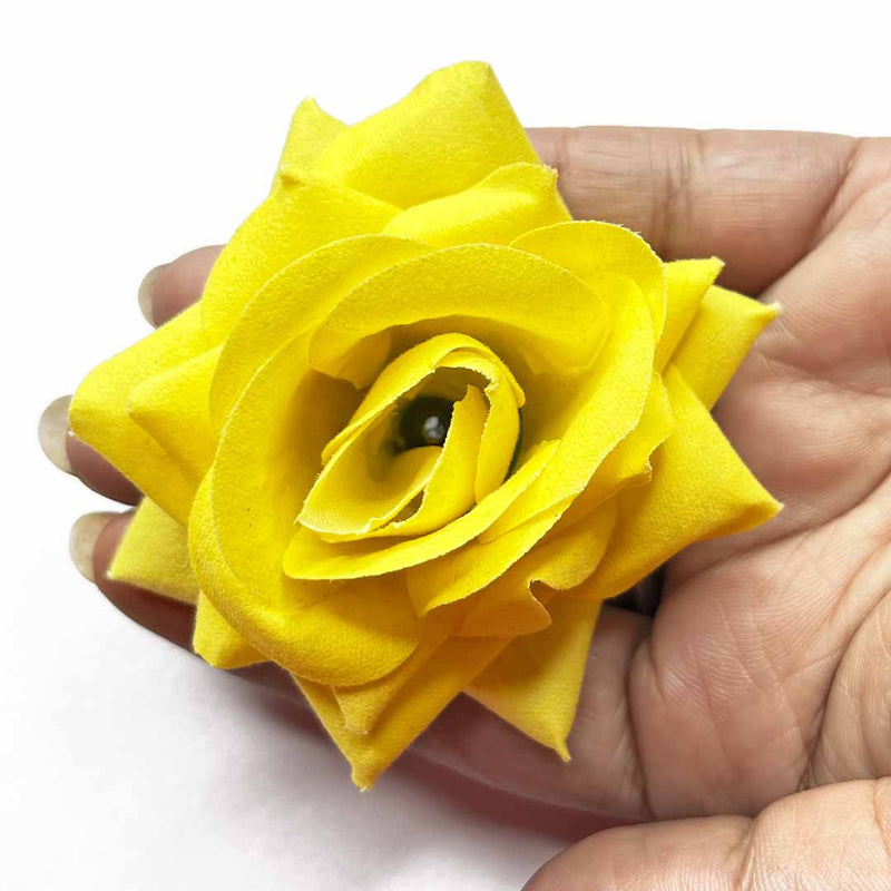 Yellow Color Artificial Rose Flower Set Of 2 | Yellow Color Artificial Rose | Artificial Rose Flower | Yellow Color | Adikala Craft Store