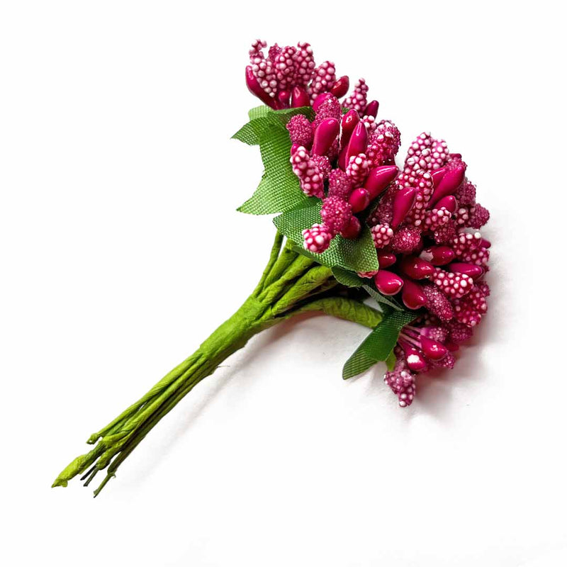 Rani Pink Artificial Pollen Flower Set Of 4 Bunch | Artificial Pollen Flower | Pollen | rani Pink Color | Adikala | Art Craft | collection