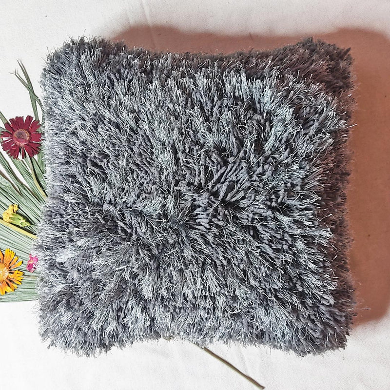 Grey Cotton Yarn & Resham Thread Cushion Cover |  Grey cotton  yarn  |  thread cushion  cover | resham yarn | cotton cushion | Art craft |  craft Store Online  |  Adikala craft Store 