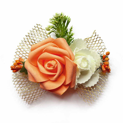 Cream Color Artificial Rose Flower Bunch Set of 2 | Peach Artificial rose Flower | Flower Bunch | Adikala Craft Store | Craft Store | Art Craft | Decoration | Festivals | Adikala | Shadi Decoration   | Wedding Decoration  | wooden Color Flower | Artificial Flower