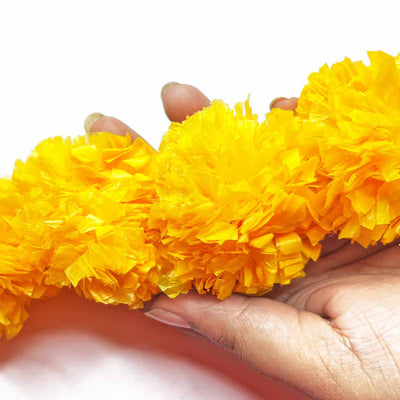 Yellow Color Artificial Marigold Mala Set Of 2 | Artificial Marigold | Marigold Mala | Yellow Color | Adikala Craft Store | Art Craft 