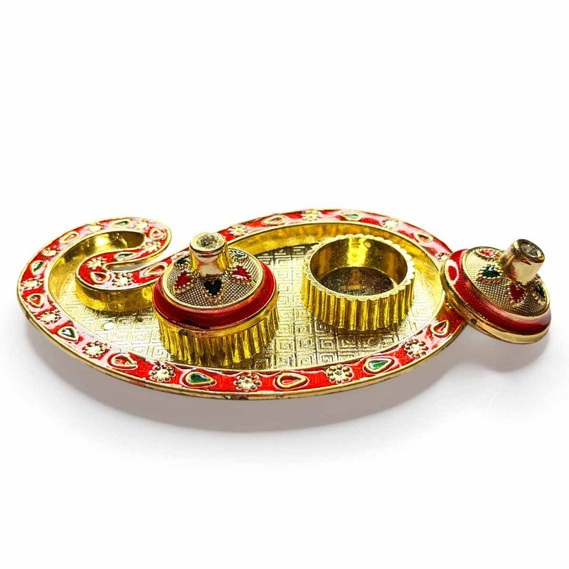 Red Color Acrylic Roli Chawal Plate