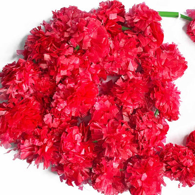 Red Color Artificial Marigold Mala Set Of 2 | Marigold Flower | Artificial Marigold mala | Marigold Mala | Adikala Craft Store | Art Craft | Collection