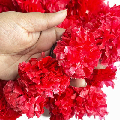 Red Color Artificial Marigold Mala Set Of 2 | Marigold Flower | Artificial Marigold mala | Marigold Mala | Adikala Craft Store | Art Craft | Collection 