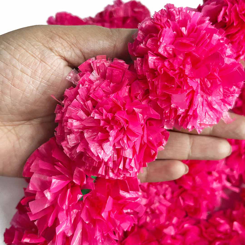 Pink Color Artificial Marigold Mala Set Of 2 | Pink Color Flower | Artificial Flower | Artificial Marigold Flower