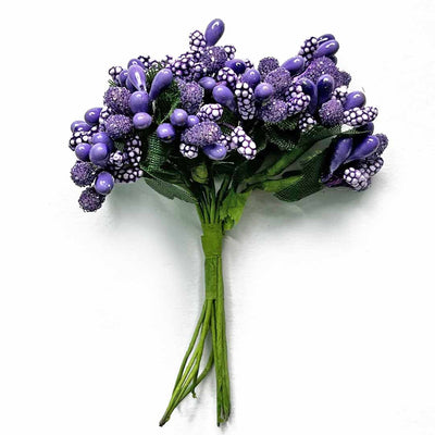 Purple Artificial Pollen Flower Set Of 4 Bunch | Purple Pollen Flower | Artificial Pllen Flower | Adikala | Pollen Flower