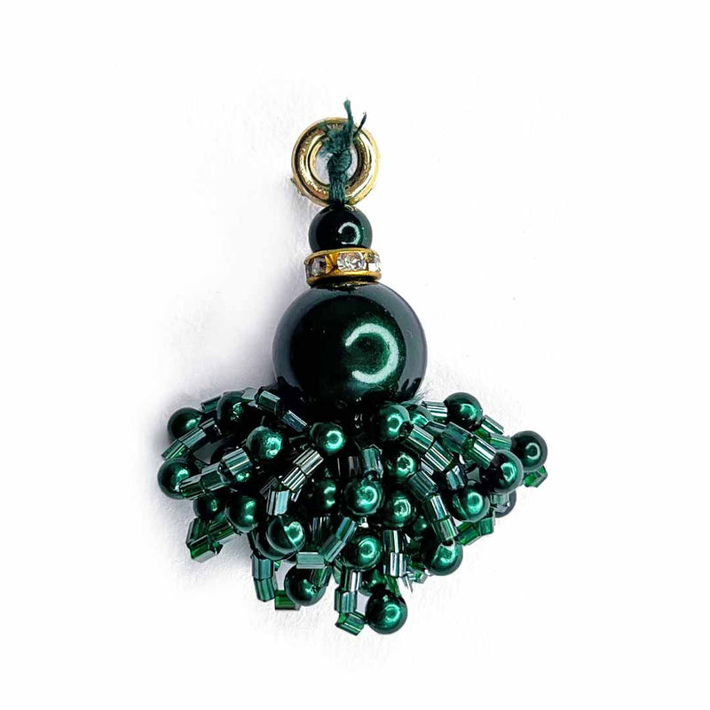 Dark Green Color Big Size Bead | Katdana Ruffled Tassels Set Of 2 | Tassels | Katdana