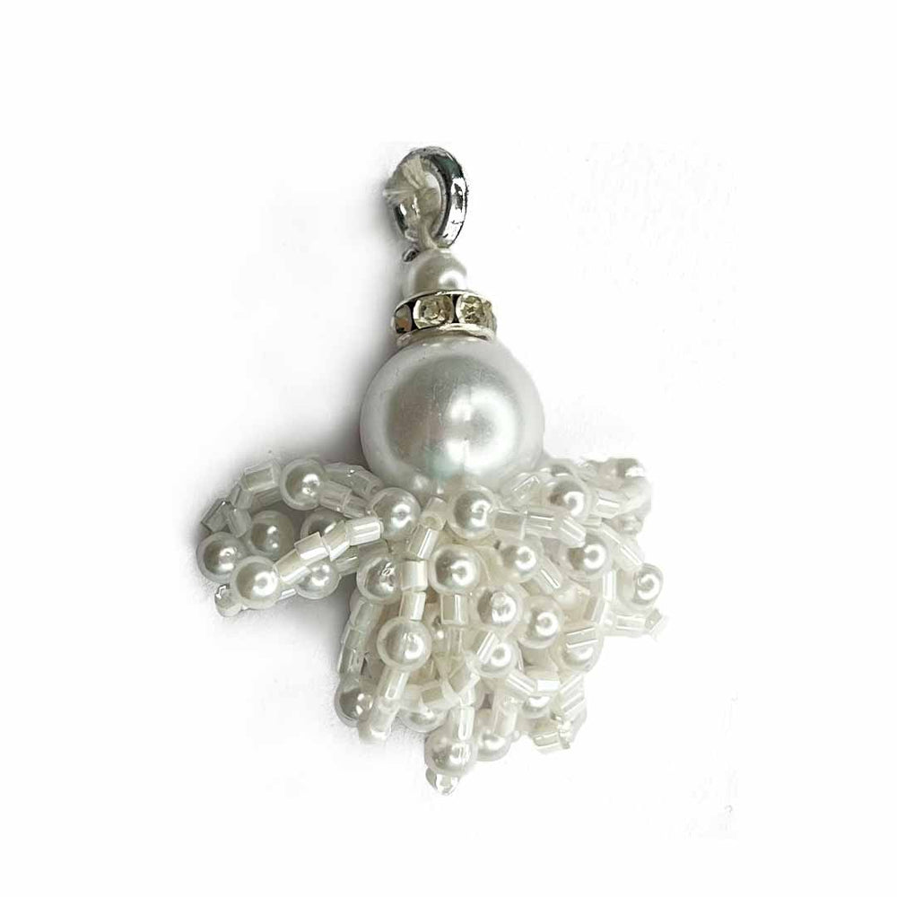 White Color Big Size Bead | Katdana Ruffled Tassels | Katdana | Tassels | Moti Deads