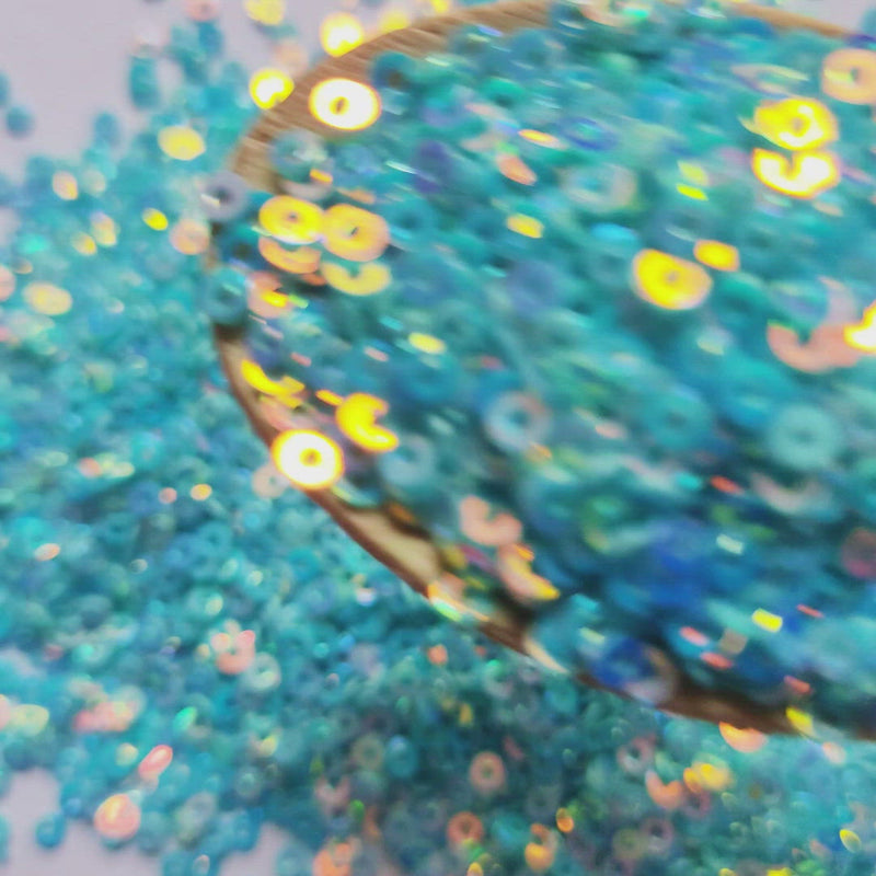 Sky Blue With Multicolor Shine Glitter/Sequins (BS2)
