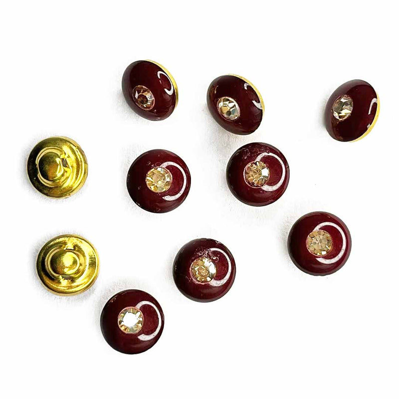 Wine Color Round Fancy Buttons Set Of 10 |  Round Fancy Buttons Set Of 10 |  Round Fancy Buttons | Adikala | Fancy Button | Buttons | Art Craft | Decoration | Festivals | Jewellery Making | Jewellery |  Project | Diy | Essentials | Adikala Craft Store 
