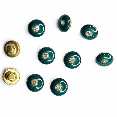 Bottle Green Color Round Fancy Buttons Set Of 10 |  Bottle Green Color Round Fancy Buttons | Bottle Green Color |  Fancy Button | Buttons | Art Craft | Decoration | Festivals | Jewellery Making | Jewellery |  Project | Diy | Essentials | Adikala Craft Store 