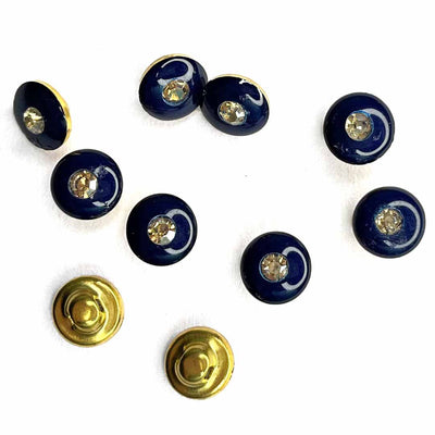 Blue Color Round Fancy Buttons Set Of 10 |  Blue Color Round Fancy Buttons | Round Fancy Buttons |  Fancy Button | Buttons | Art Craft | Decoration | Festivals | Jewellery Making | Jewellery |  Project | Diy | Essentials | Adikala Craft Store