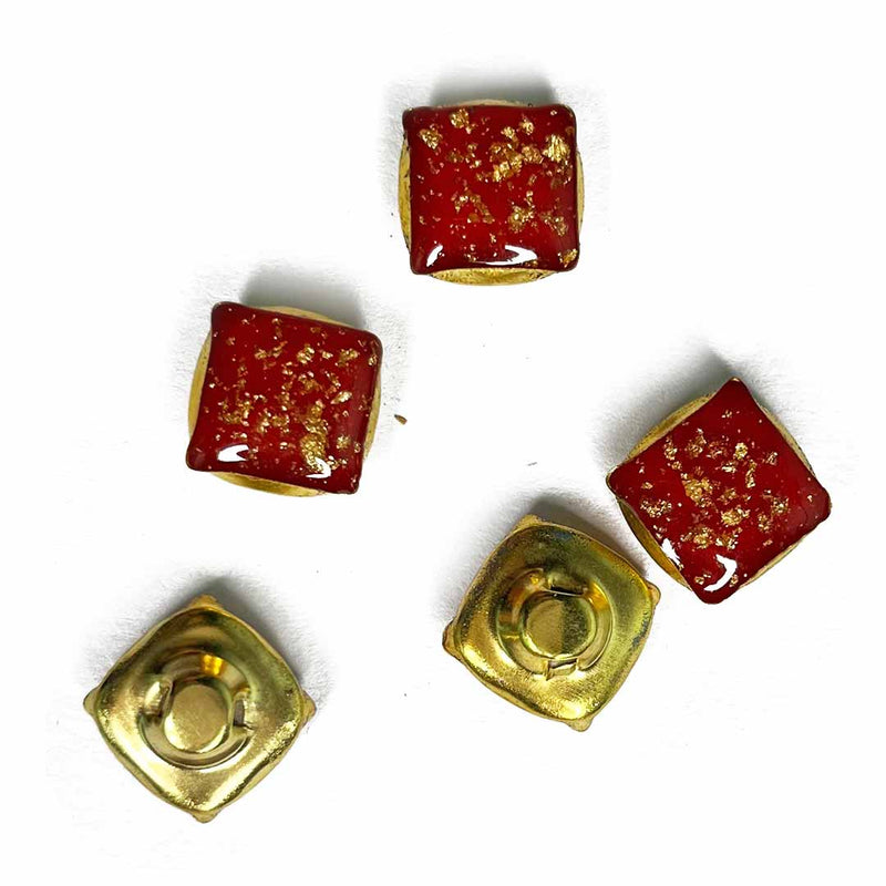 Red Color Square Fancy Buttons Set Of 10 |  Square Fancy Buttons Set Of 10 |  Red Color | Fancy Button | Buttons | Art Craft | Decoration | Festivals | Jewellery Making | Jewellery |  Project | Diy | Essentials | Adikala Craft Store  