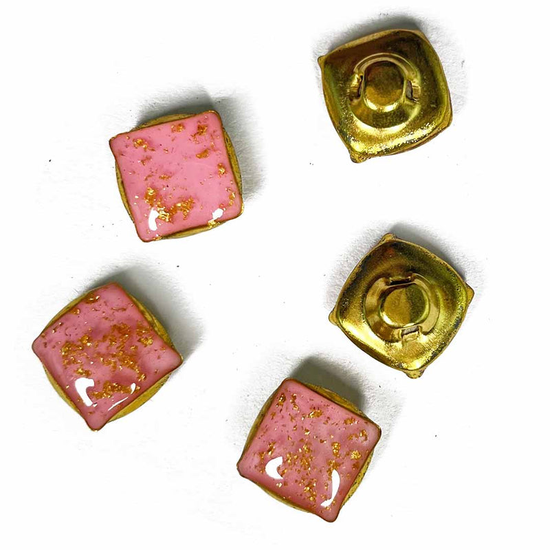 Pink Color Square Fancy Buttons Set Of 10 |  Pink Color Square Fancy Buttons |   Fancy Button | Buttons | Art Craft | Decoration | Festivals | Jewellery Making | Jewellery |  Project | Diy | Essentials | Adikala Craft Store  