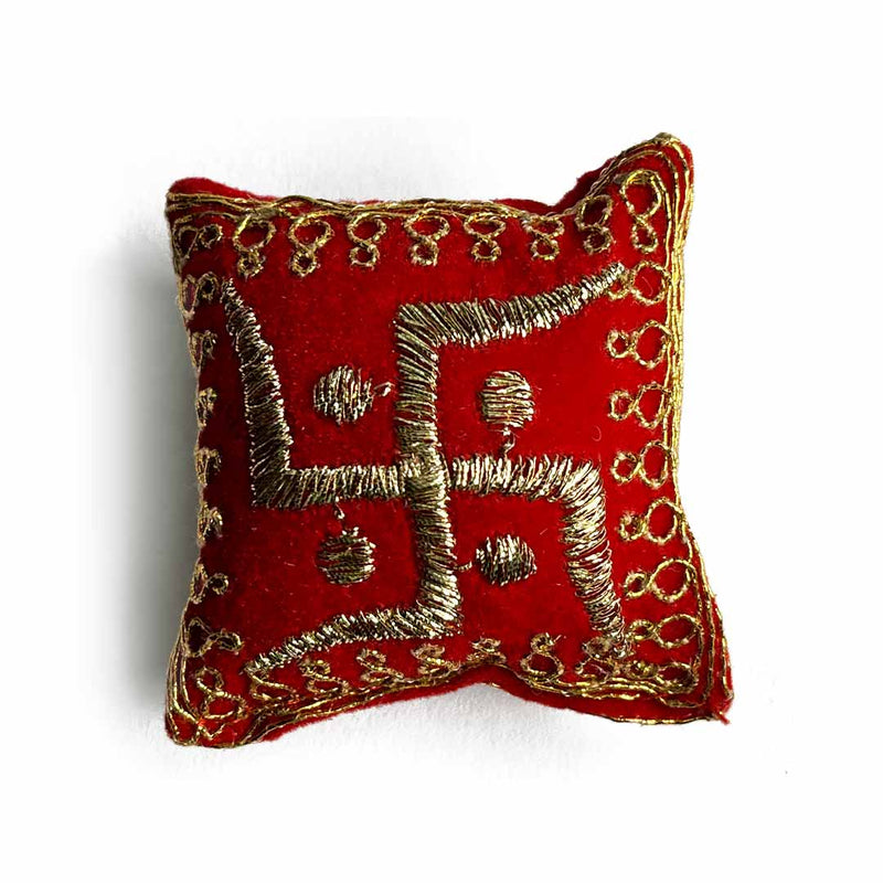 Velvet Red Color Swastick (Satiya) Pair Cushions
