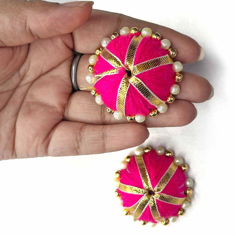 Rani Pink Color Gota & Beads Katori Umbrella Pack Of 10