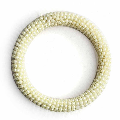 White Color Beaded Rings Set Of 6
