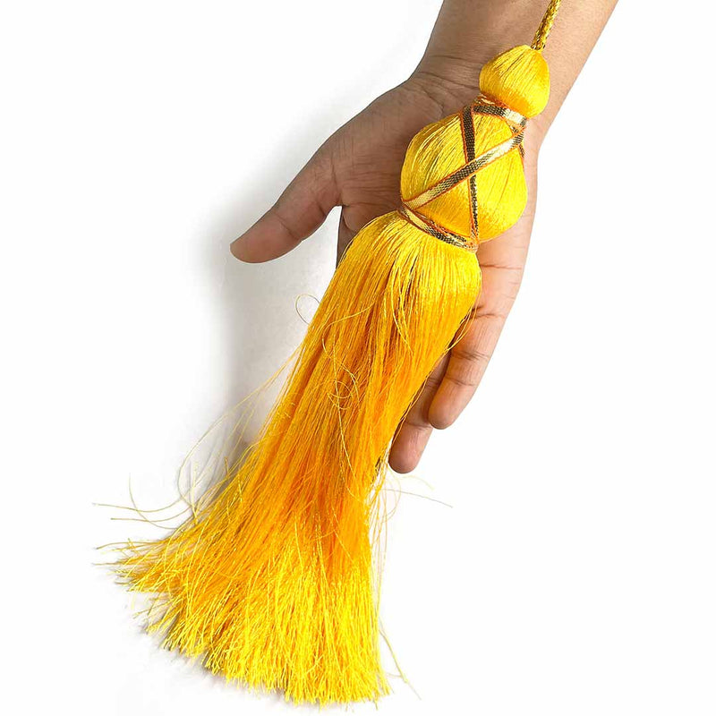 10 Inch Yellow Color Matka Tassel Set Of 4 | Yellow Color Matka Tassels | Matka Tassels  |  Hanging Beads | Art craft | Craft | Adikala craft store 
