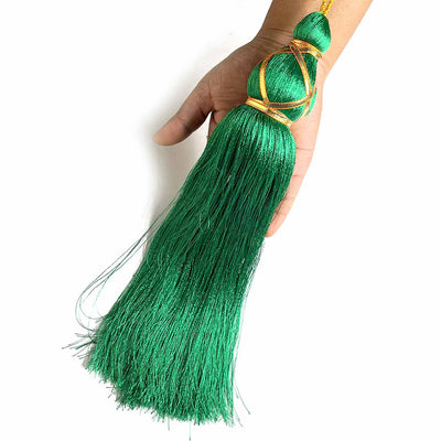 10 Inch Green Color Matka Tassel Set Of 4 | Tassels | Katdana | Hanging Tassels | Matka Tassels | Art Craft | Adikala Craft Store 