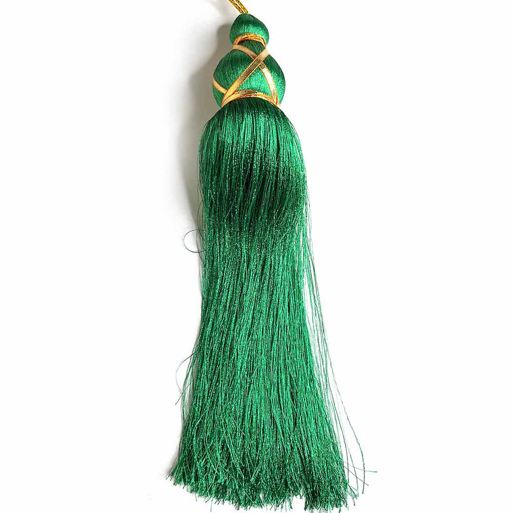 10 Inch Green Color Matka Tassel Set Of 4 | Tassels | Katdana | Hanging Tassels | Matka Tassels | Art Craft | Adikala Craft Store
