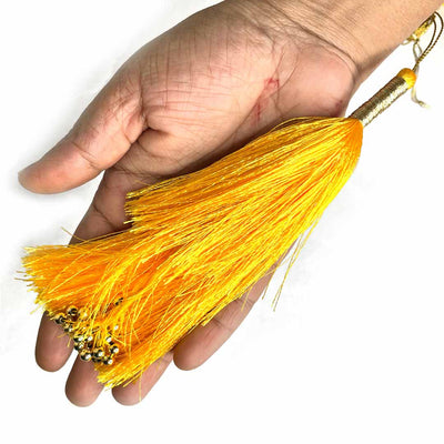 Big Size Yellow Color & Golden Beads Hanging/Tassels Pack Of 6 | Tassels | Latkan | Hanging Tassels | Art Craft | Katdana Tassels | Adikala Craft Store 