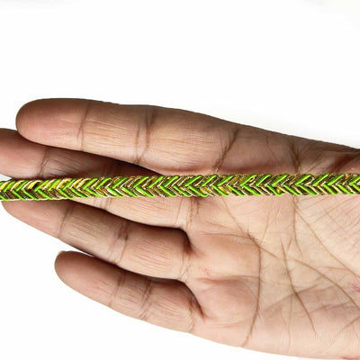 Green & Golden Color Braided Lace - ( 5mtr ) | Green & Golden Color Braided Lace |  Golden Color Braided Lace | Green Color Braided Lace | Adikala Craft Store | Art Craft | Decoration | Laces Collection | Border Collection | Craft Making