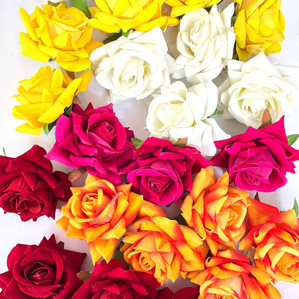 Multi Color Artificial Rose Flower Set Of 6 | Multi Color Flower | Flower Set of 6 | Adikala Craft Store | Craft Store | Art Craft | Decoration | Festivals | Adikala | Shadi | Wedding | wooden Color Flower | Rose Flower | Yellow Artificial Flower | Pink Artificial Flower | White color Flower | Orange Flower