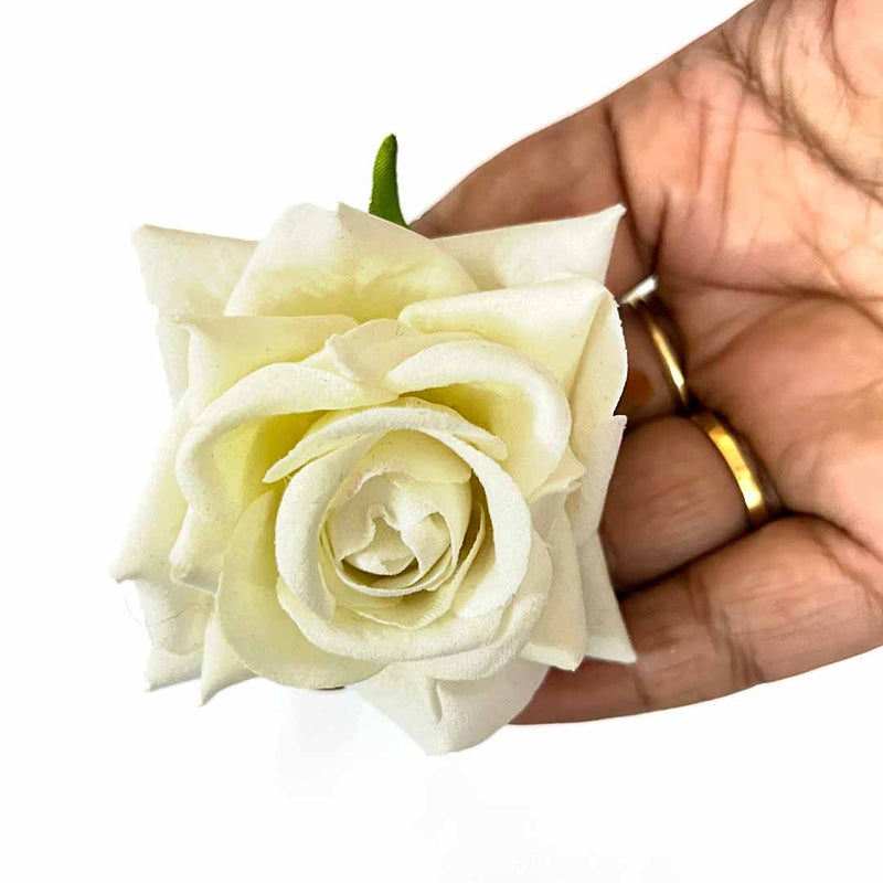 White Color Artificial Rose Flower Set Of 6 | Artificial Rose Flower | Flower Set Of 6 | Adikala Craft Store | Craft Store | Art Craft | Decoration | Festivals  | Adikala | Shadi | Wedding | White Color Flower | Rose Flower 