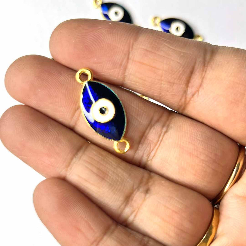 Blue Color Evil Eye Two Sided Whole Metal Charms Set Of 6