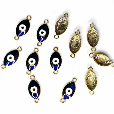 Blue Color Evil Eye Two Sided Whole Metal Charms Set Of 6