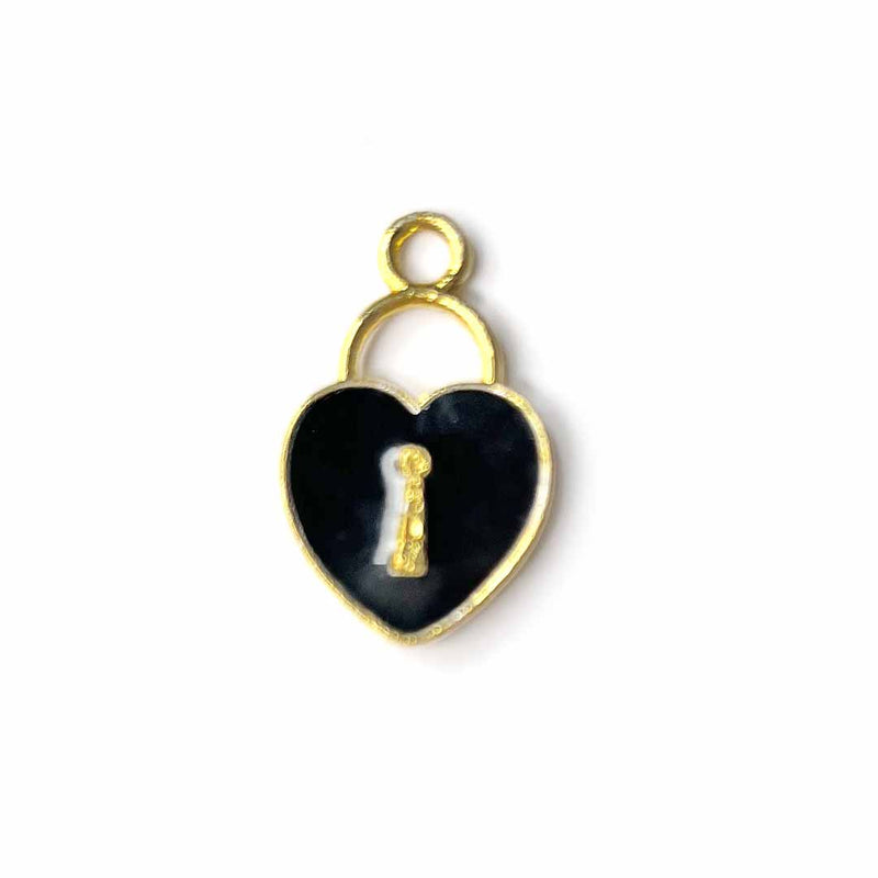 Black Color Heart Metal Charms Set Of 6