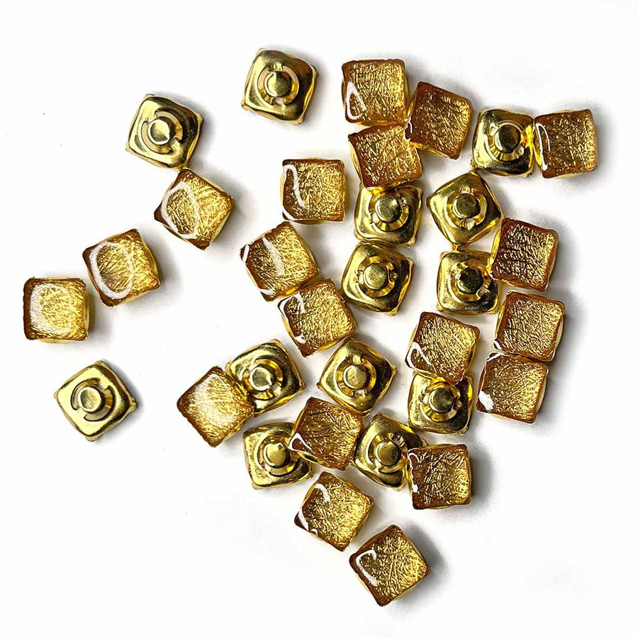 Golden Color Square Shape Fancy Buttons Set Of 10 |  Golden  Color  Square  Button | Square Shape Button | Fancy Button | Decoration |  Jewellery Making | Art Craft | Adikala Craft | Adikala 