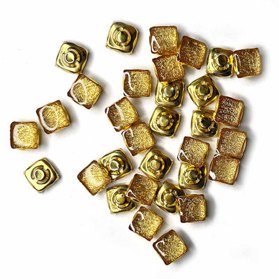 Golden Color Square Shape Fancy Buttons Set Of 10 |  Golden  Color  Square  Button | Square Shape Button | Fancy Button | Decoration |  Jewellery Making | Art Craft | Adikala Craft | Adikala 