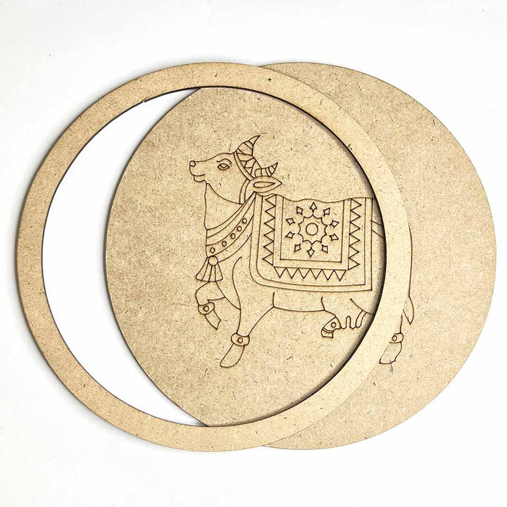 Pichwai Cow Design Engraved Wall Plate Base With Frame Set Of 6 | Pichwai Cow Design Engraved Wall Plate | Pichwai Cow | Engraved Wall Plates | Adiklala Craft Store | Art Craft | Art | Design | Engraved | Collection | Project