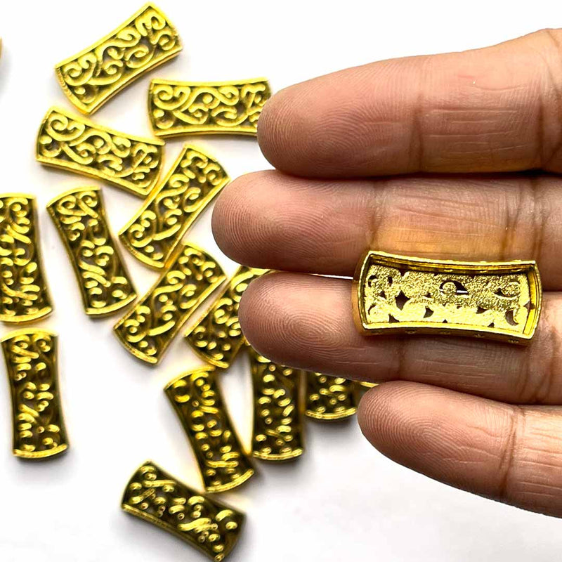 Gold Metal Rectangle Shape Fancy Buttons Set Of 10 | Fancy Buttons | Rectangle Shape Buttons | Metal Buttons | Fancy Shape | Art Craft | Adikala Craft Store | Decoration | home Decoration | Project