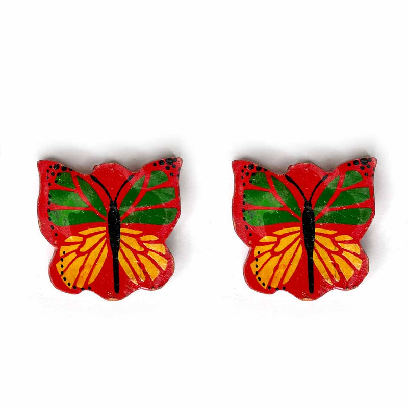 Red Color Wooden Butterfly