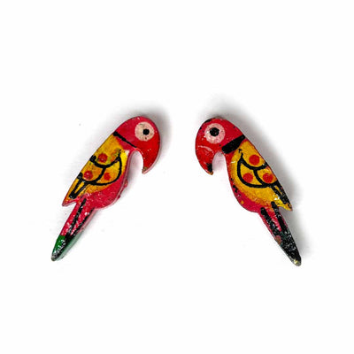 Red Parrot Wooden Miniature Small Size