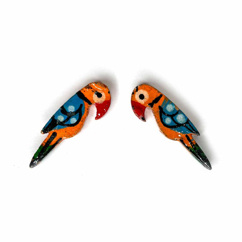 Orange Parrot Wooden Miniature Small Size⁹